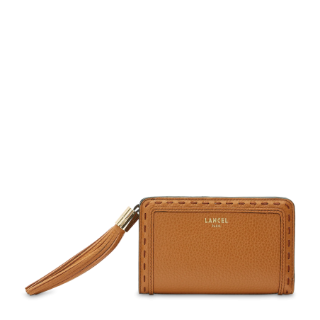 Portefeuille rectangulaire compact zippé Premier Flirt Camel